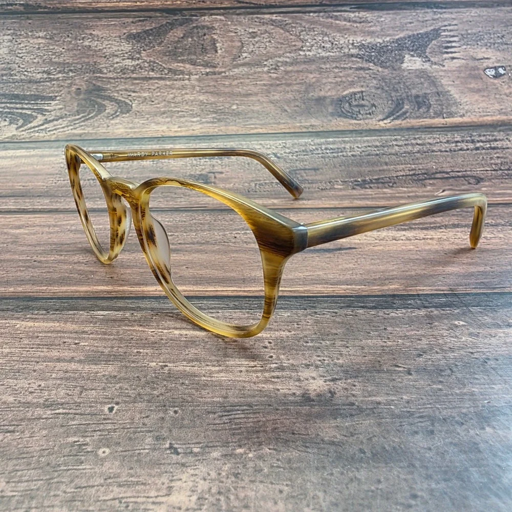 Warby Parker‎ Downing Eyeglass Frames Striated Amber Brown 53-20-140